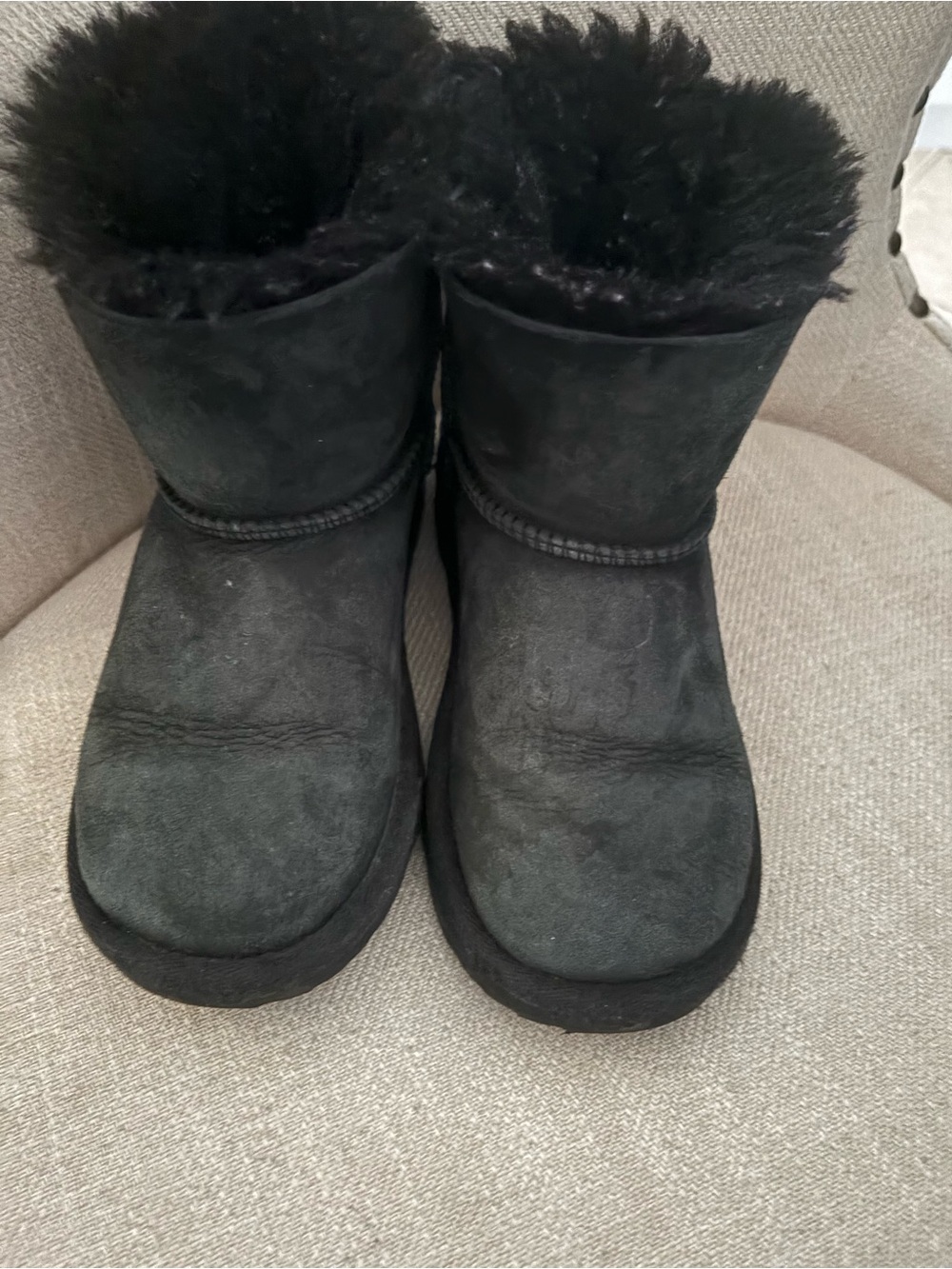 UGG Short Black Suede Shearling Boots